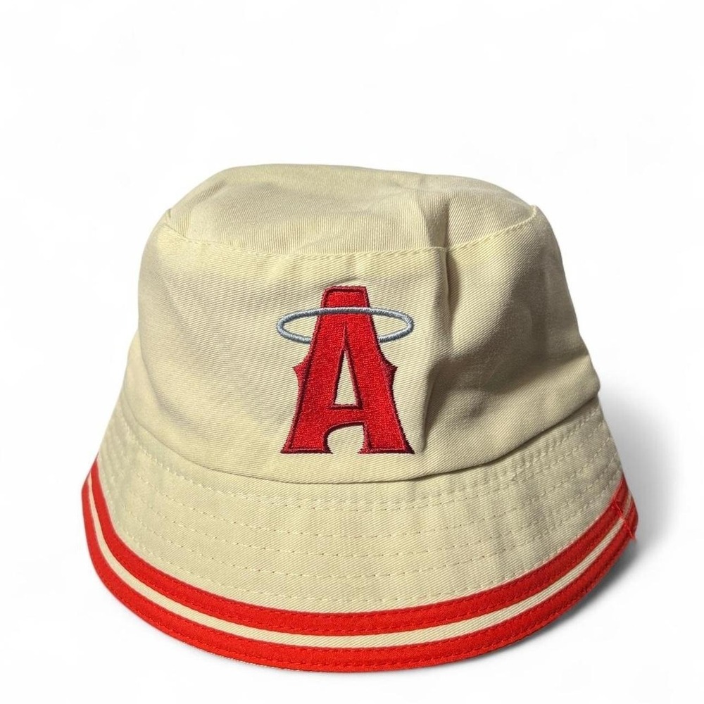 Los Angeles Angels Yakult Reversible Bucket Hat Red Cream MLB Hat